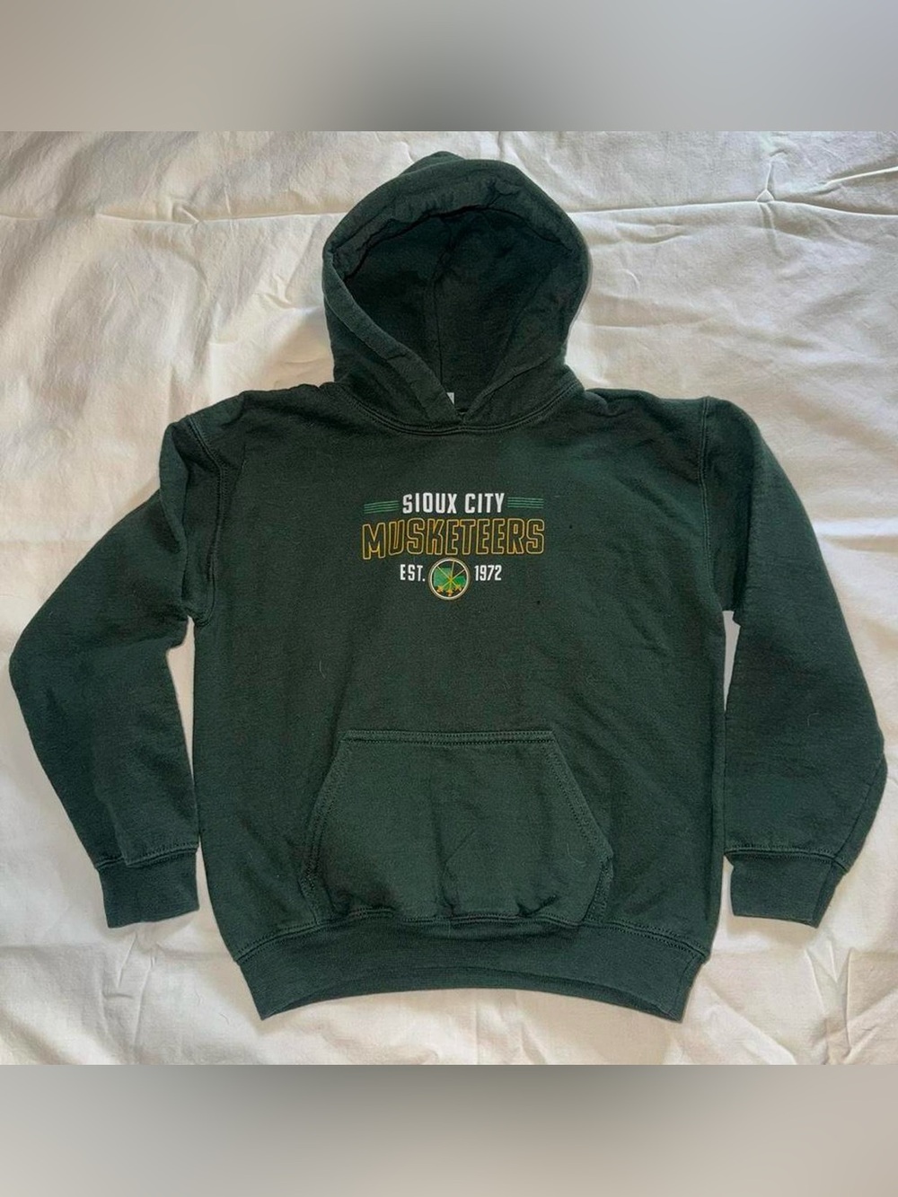 Sioux City Musketeers Hockey Youth Medium Green Hooded Sweatshirt